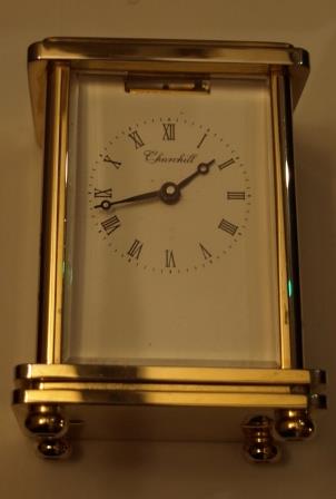 Front view of 'Churchill' carriage clock