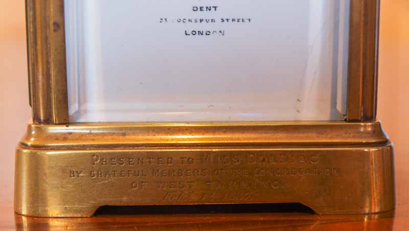 inscription on base of Petite Sonnerie carriage clock