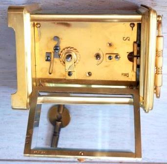 open back view of Obis (cylinder) carriage clock